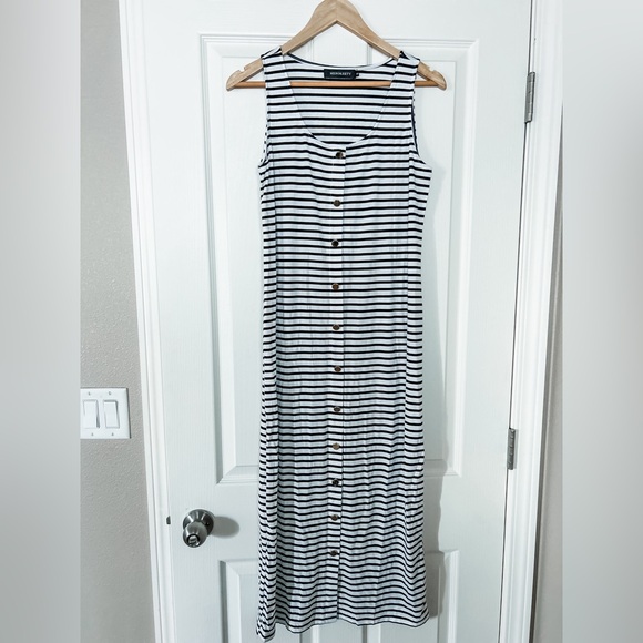 NWOT MEROKEETY Striped Midi Dress, Size Small - Picture 2 of 7